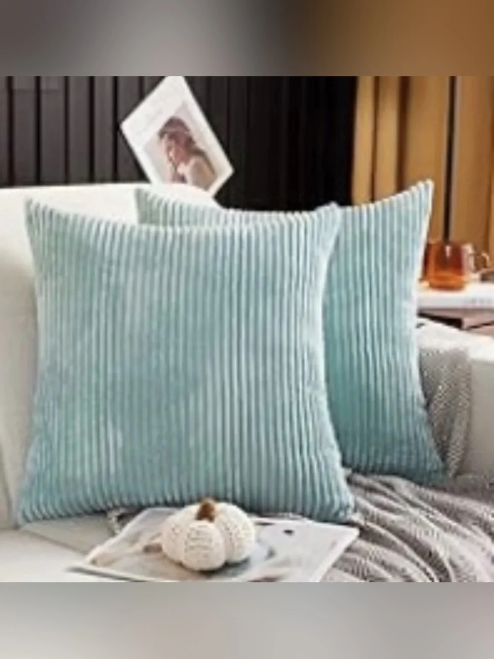 MERNETTE Pack of 2, Corduroy Soft Decorative Square Throw Pillow Covers NEW